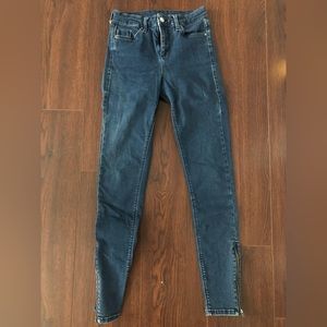 Topshop moto 26 dark indigo wash skinny high rise jeans